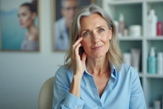 Femme d'âge moyen en consultation dermatologique