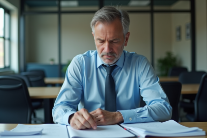 Homme d'affaires pensif au bureau en afterhours