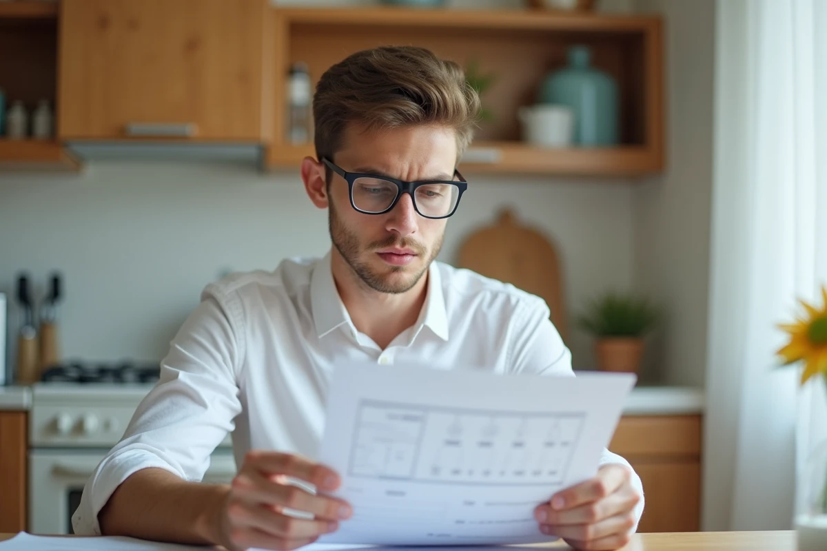 Jeune homme examinant ses résultats médicaux à la maison