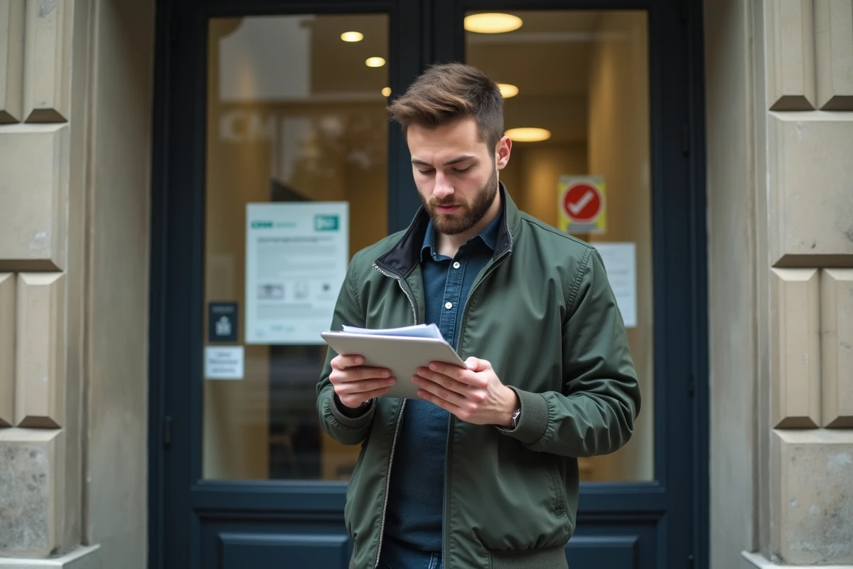 Jeune père devant l