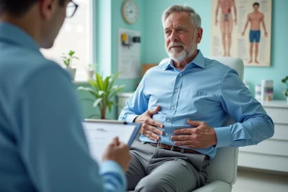 Patient en examen m&eacute;dical dans un cabinet moderne