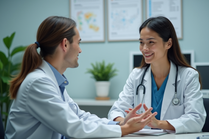 Médecienne en consultation avec un patient dans un bureau médical